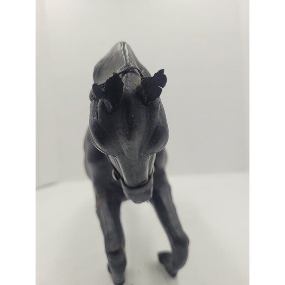 Vintage Large 14" LEATHER Wrapped Rearing Horse Figure W/ Saddle - Picture 16 of 16
